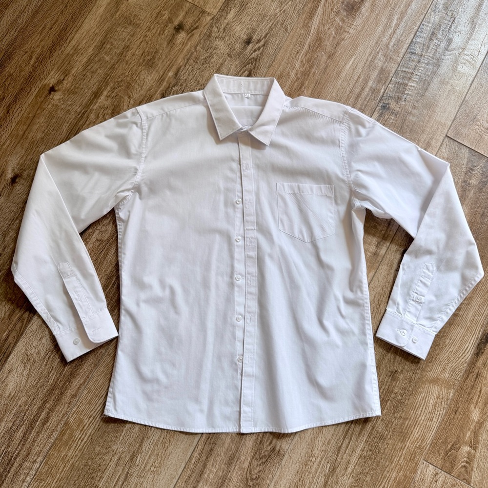 Crisp White Boys Size 16 Button Down Shirt